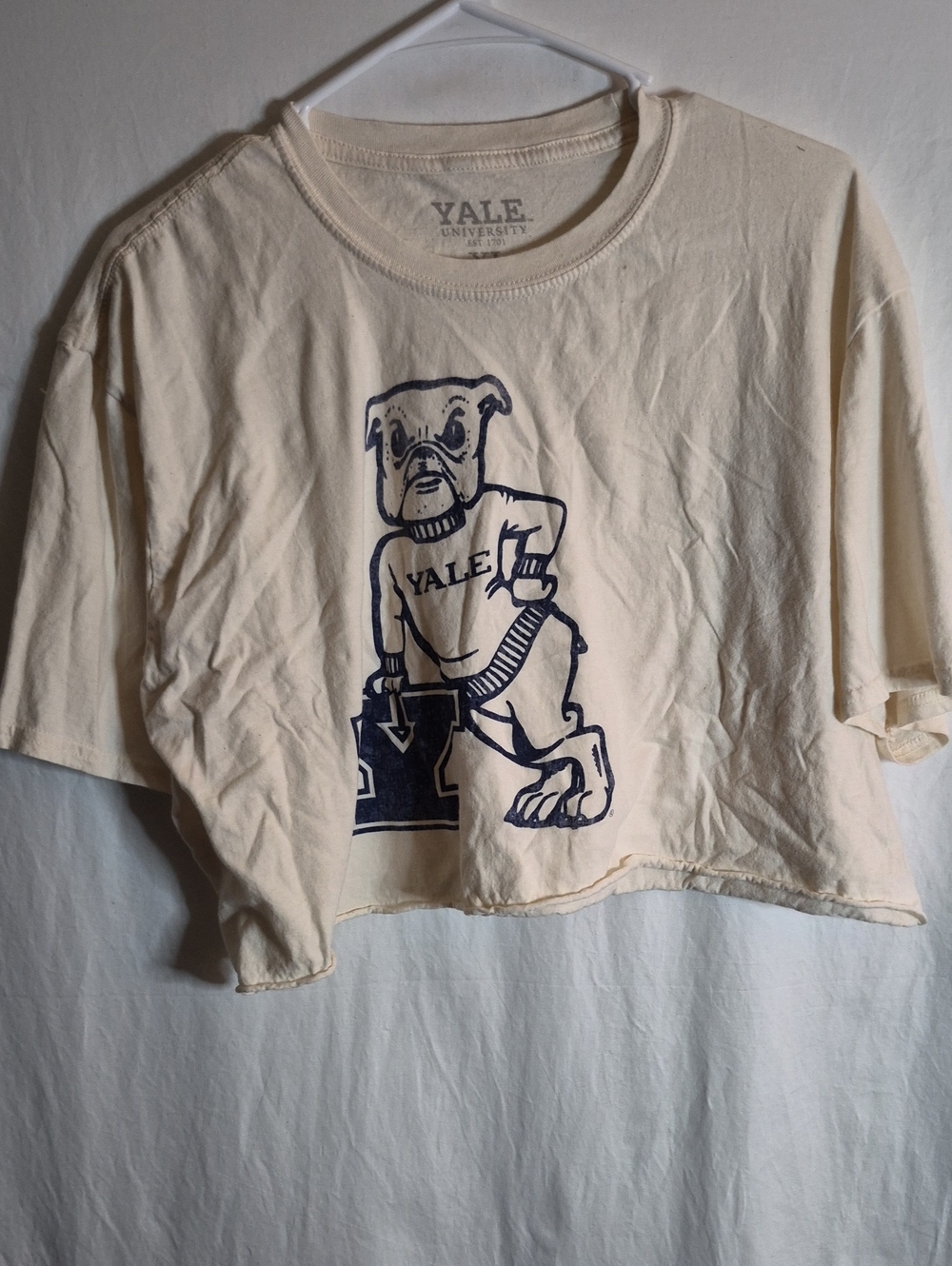 Yale Bulldog Cream Crop T-Shirt